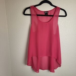 Wet Seal Pink Sheer Hi Lo Sleeveless Top Women's Size Medium